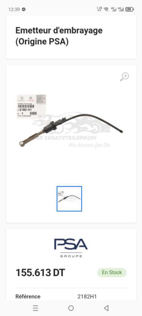 Imiteur et récepteur d'embrayage hdi 1.6 Peugeot Citroën d'origine neuf 