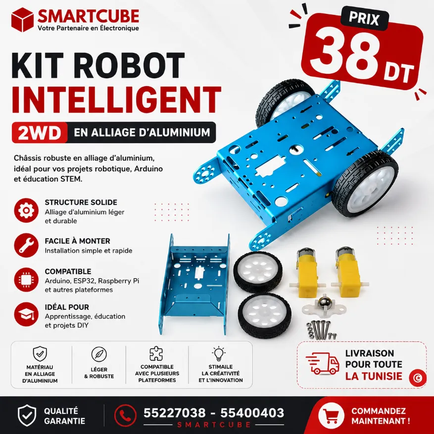 Kit Robot Intelligent 2WD en Alliage d'Aluminium
