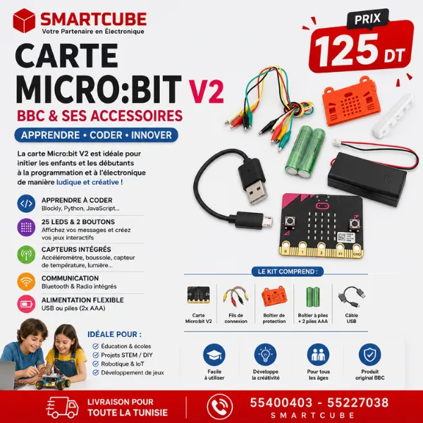 Carte BBC Micro:bit V2 avec tous ses accessoires !