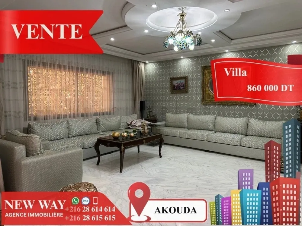 Villa de Plain Pied à Akouda dans un Quartier Résidentiel