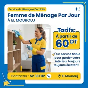 Femmes de ménage disponibles par jour dès 60 DT !