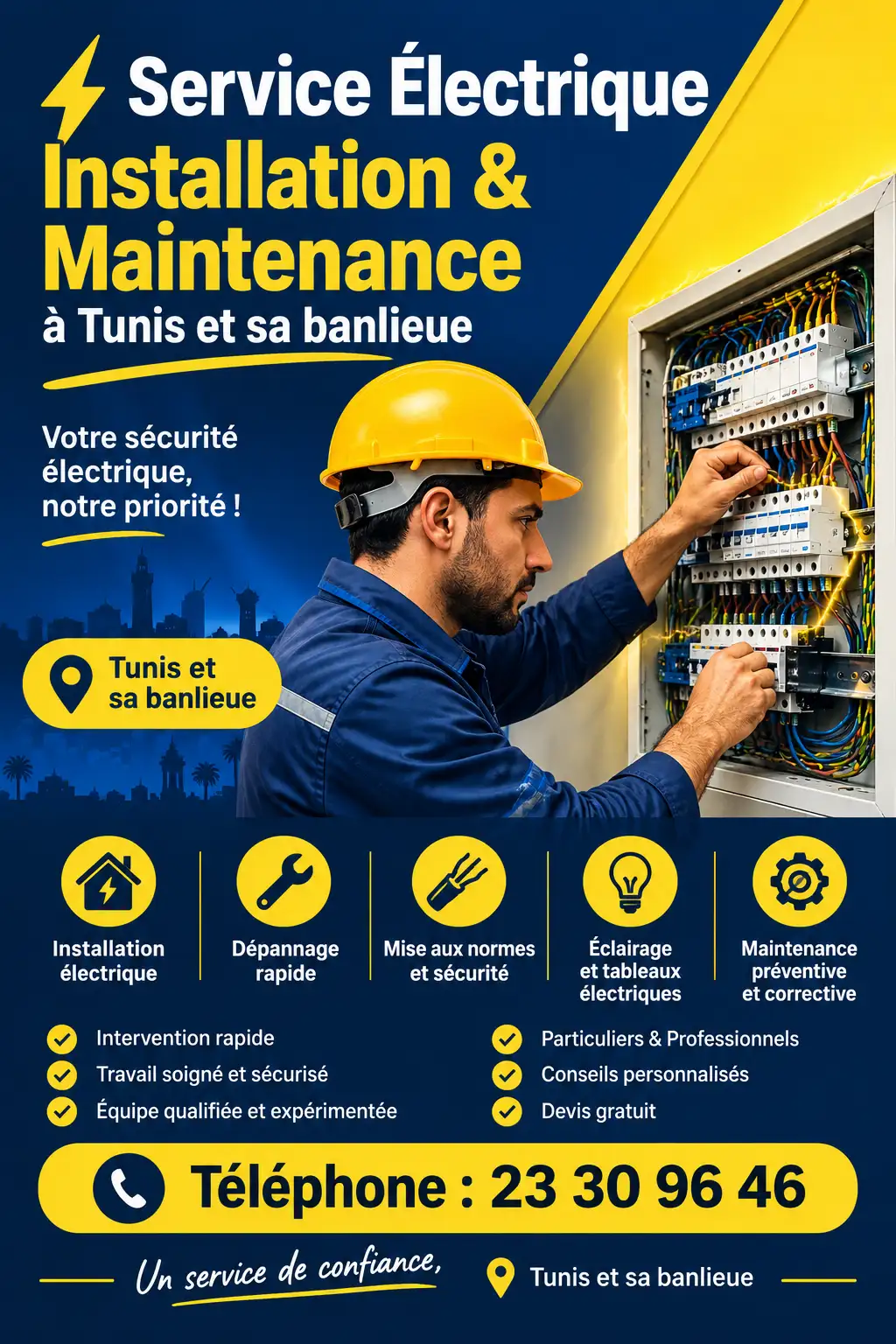 ⚡ SERVICE ÉLECTRIQUE À TUNIS & SA BANLIEUE ⚡