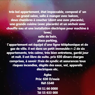appartement a louer