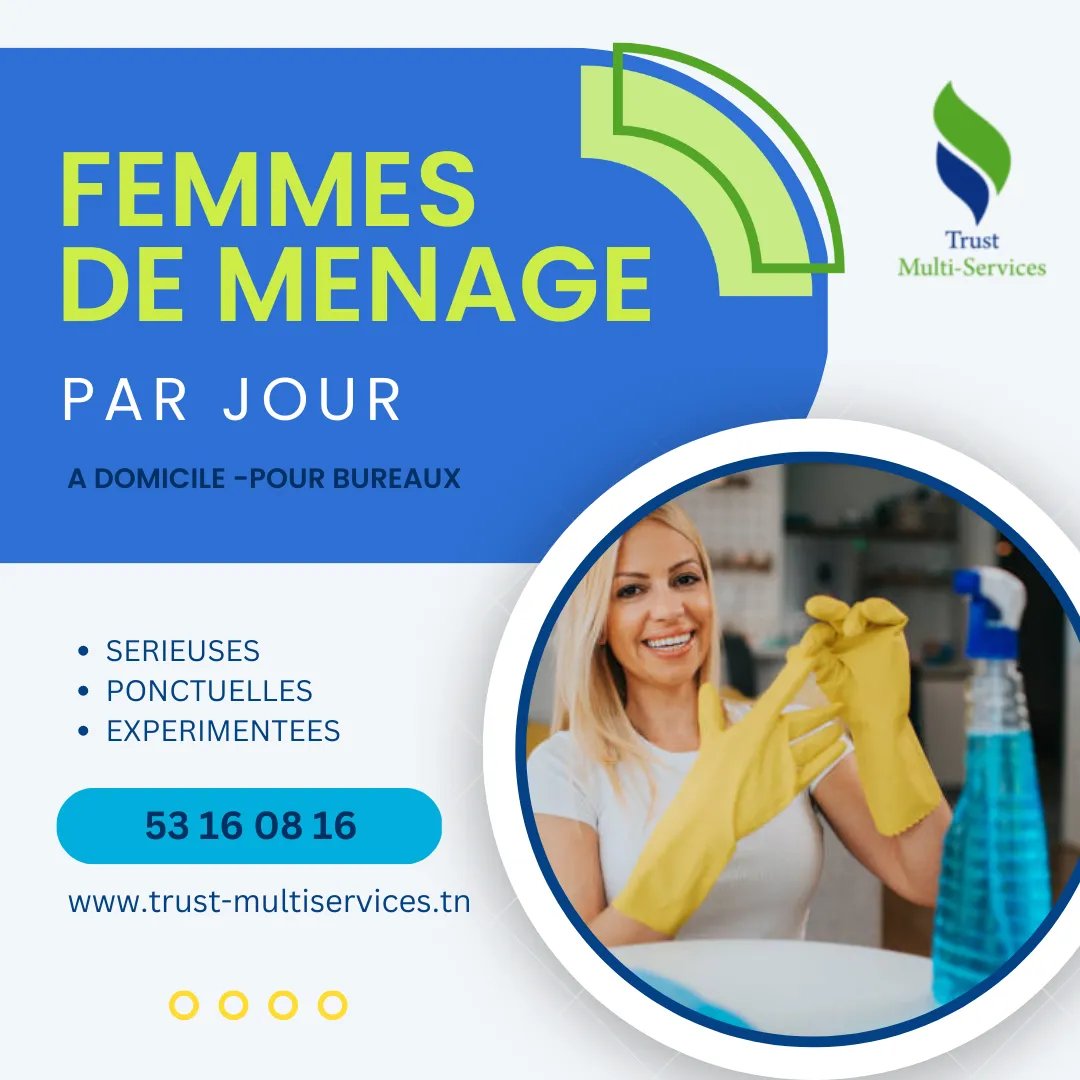 FEMME DE MENAGE PAR JOUR A TUNIS