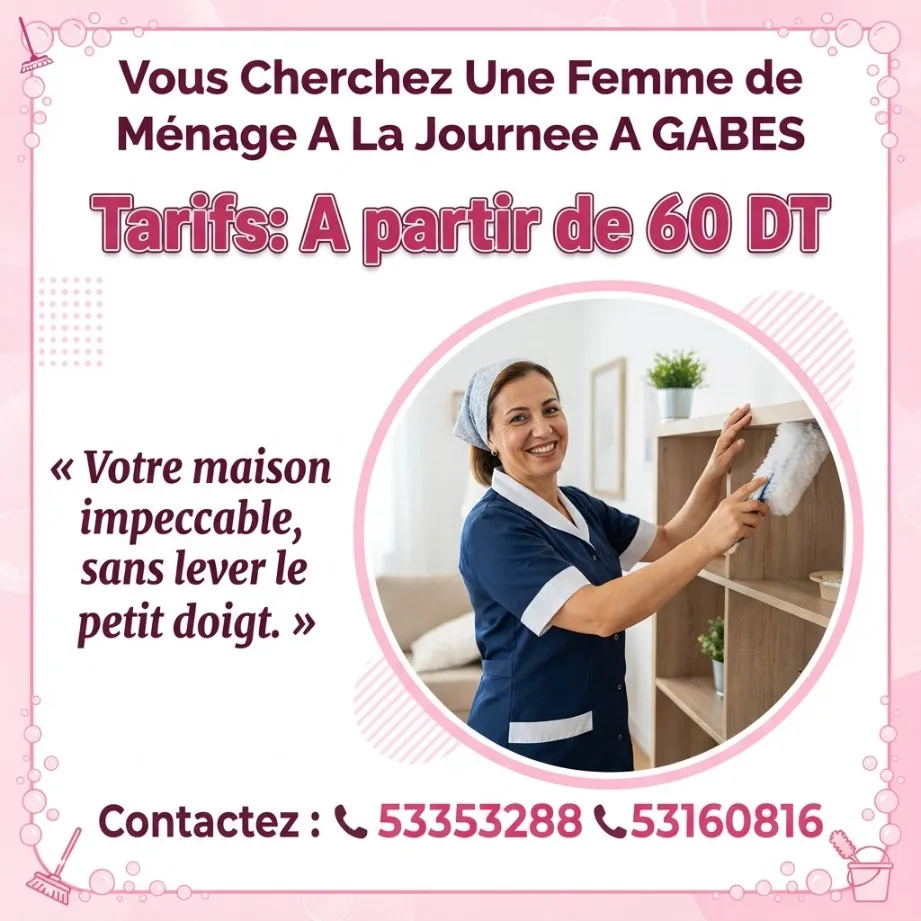 femme de menage a gafsa