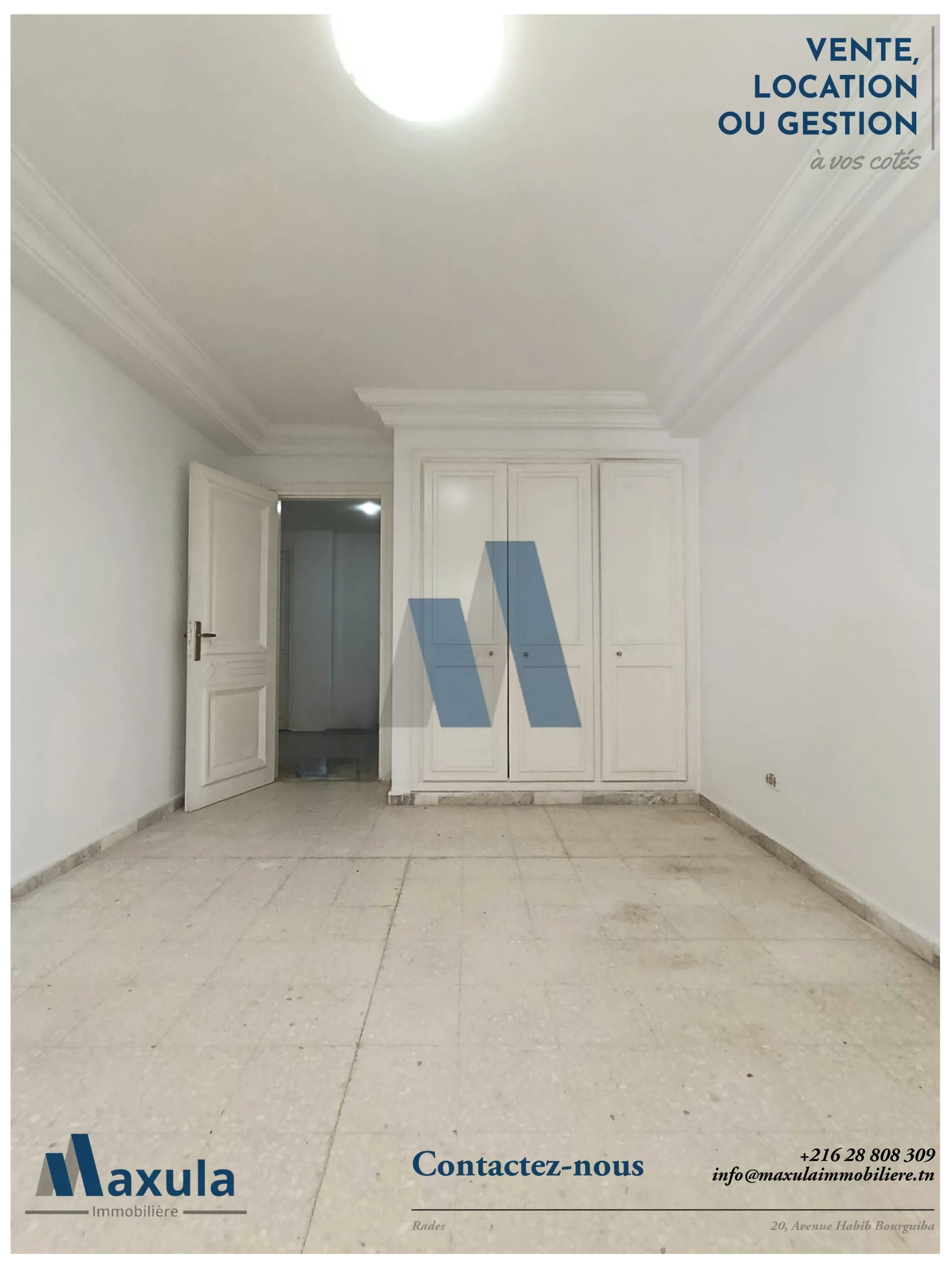 À LOUER APPARTEMENT S+3 À USAGE BUREAUTIQUE À MEGRINE COTEAUX