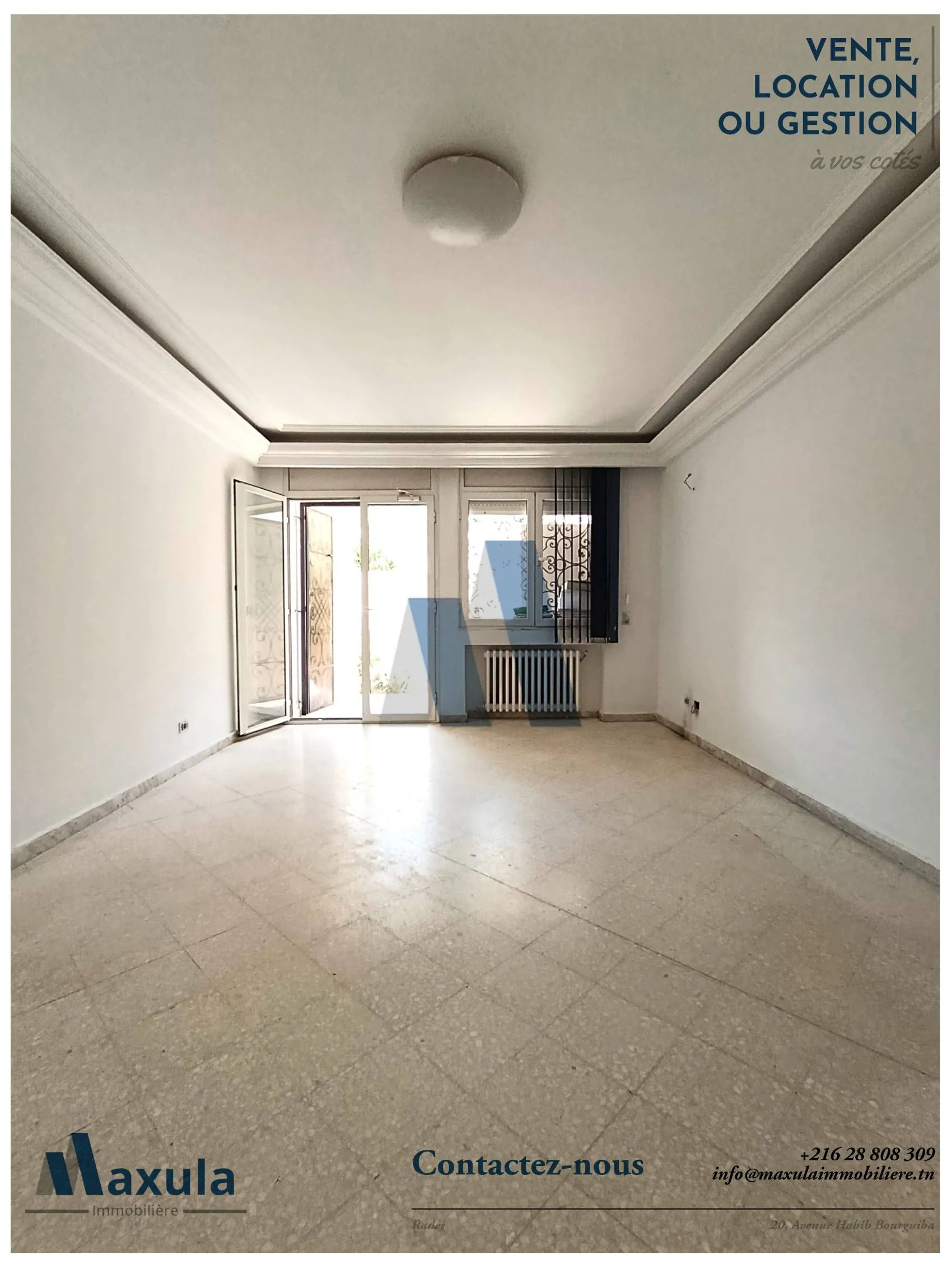 À LOUER APPARTEMENT S+3 À USAGE BUREAUTIQUE À MEGRINE COTEAUX