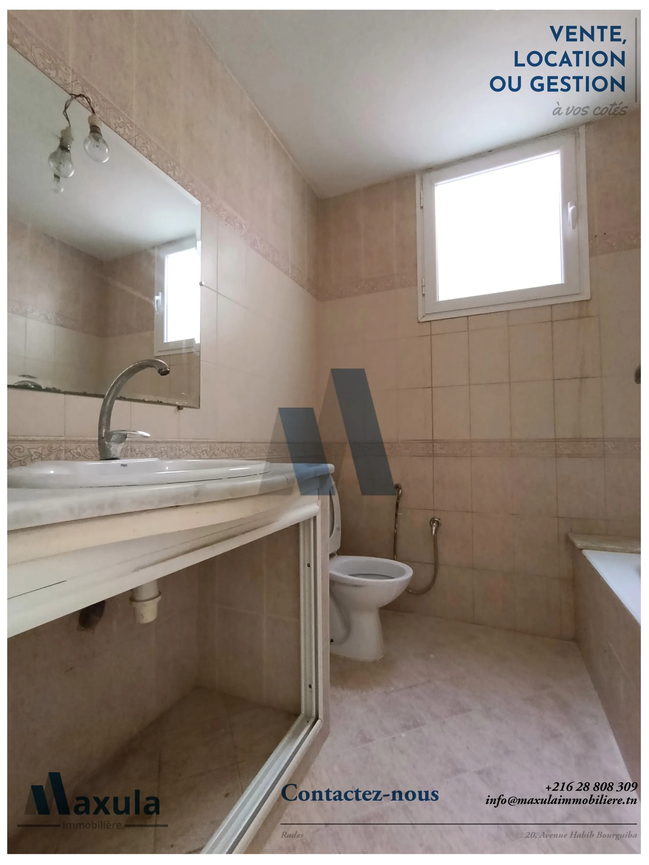À LOUER APPARTEMENT S+3 À USAGE BUREAUTIQUE À MEGRINE COTEAUX