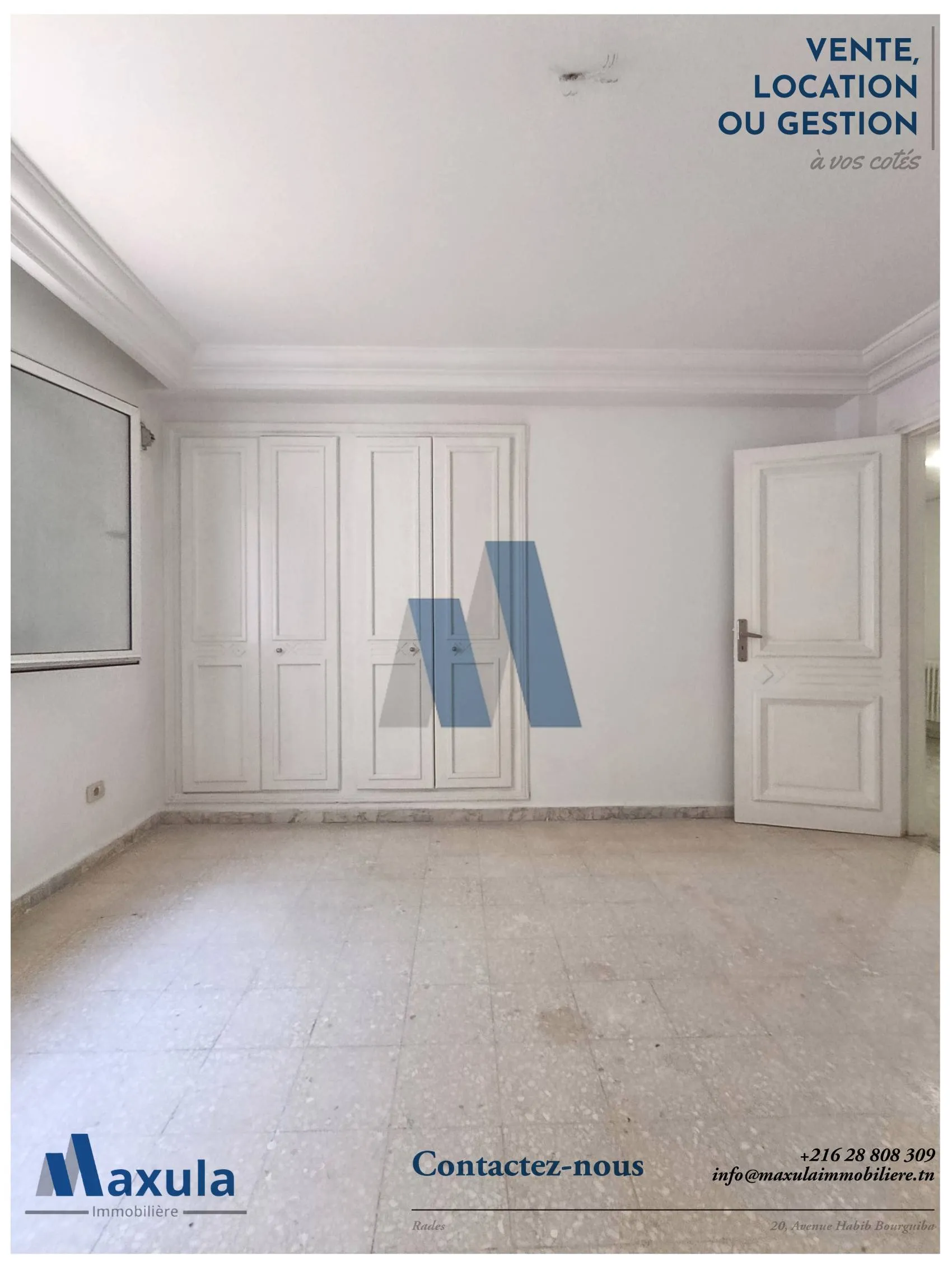 À LOUER APPARTEMENT S+3 À USAGE BUREAUTIQUE À MEGRINE COTEAUX