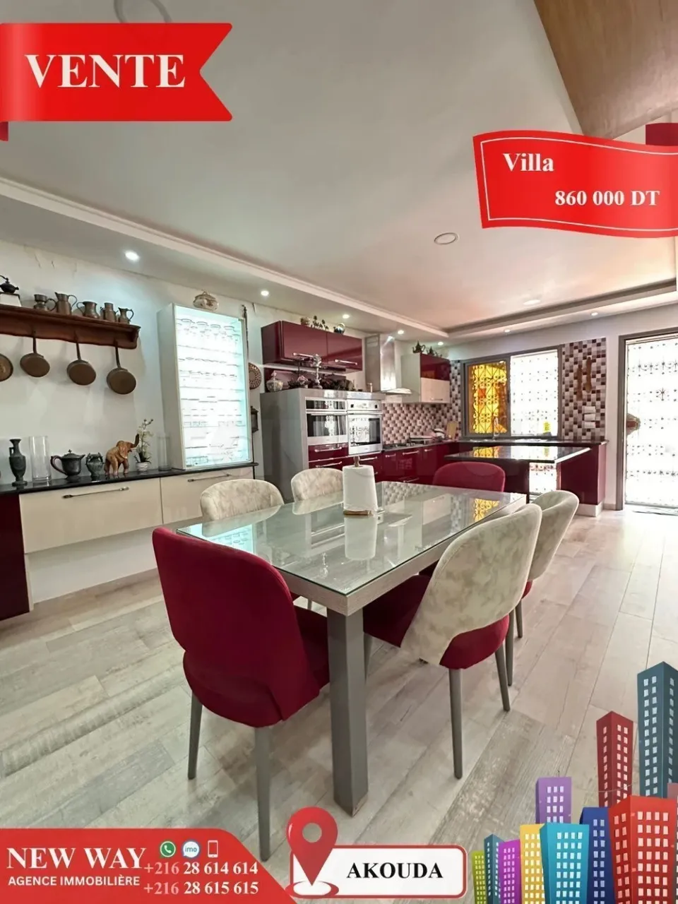 Villa de Plain Pied à Akouda dans un Quartier Résidentiel