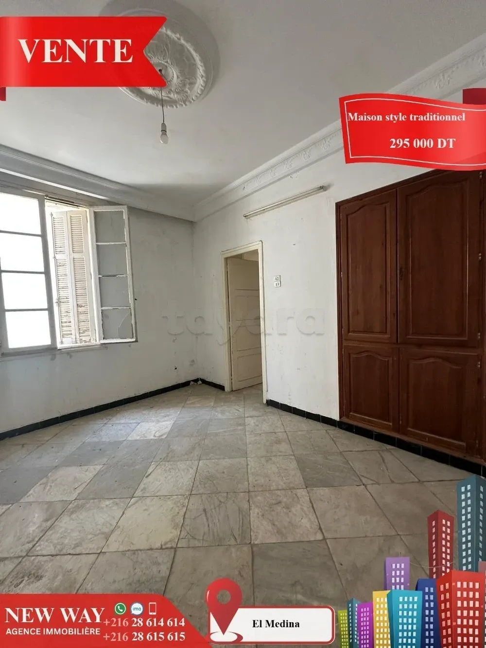 Maison style traditionnel à EL Médina Sousse ouvre sur trois rues
