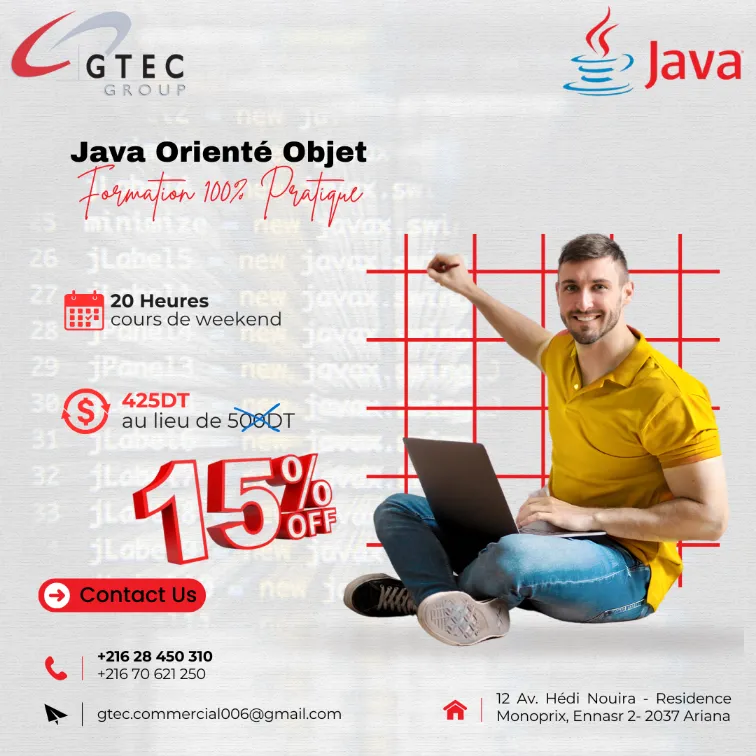Formation Java Orientée Objet : 15% de réduction