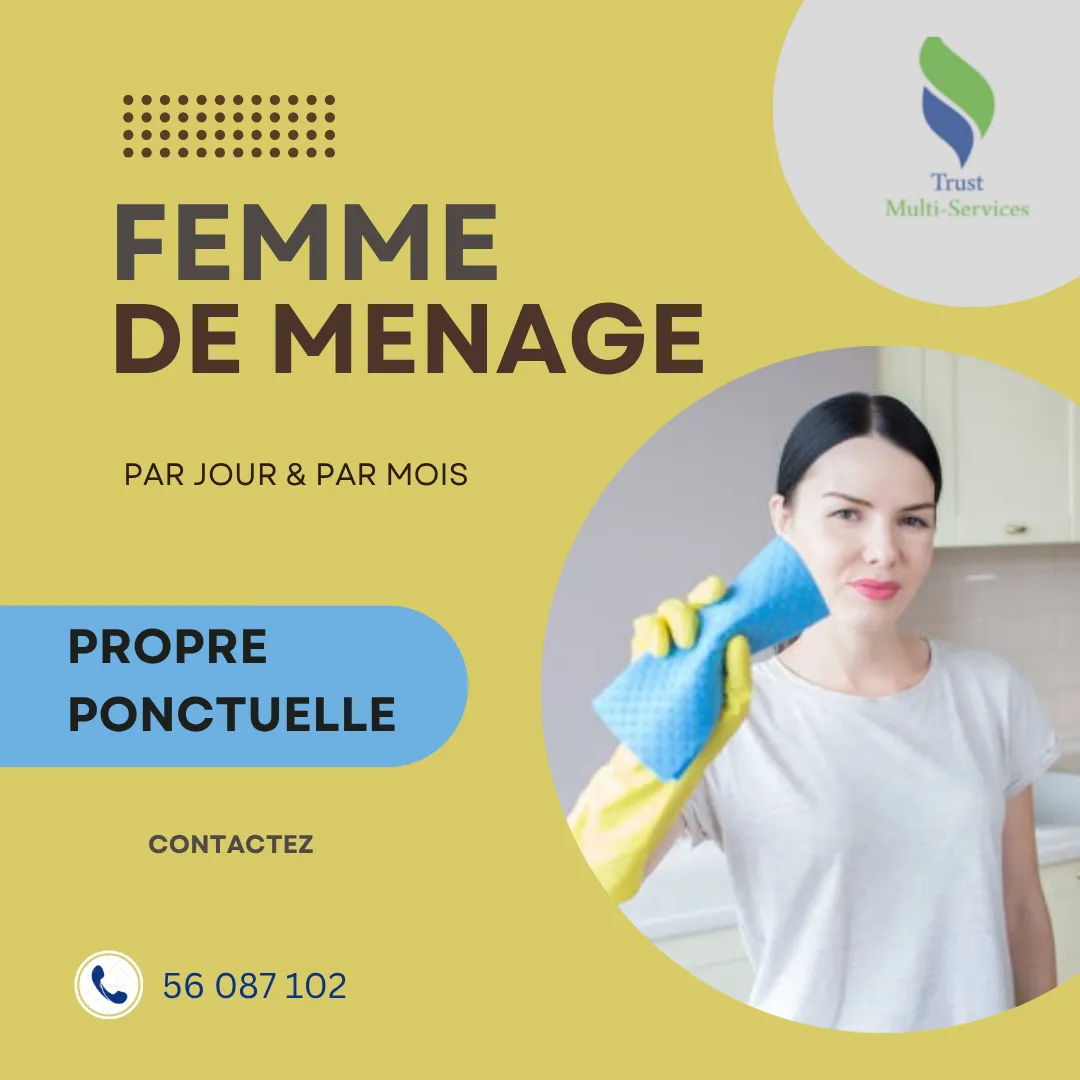 Vous cherchez une femme de ménage par Mois? 