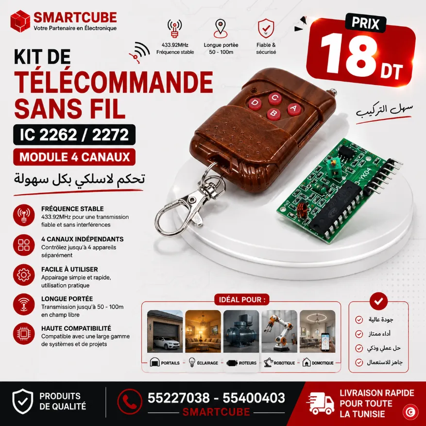 Kit Télécommande Sans Fil IC2262 / 2272 - 4 Canaux