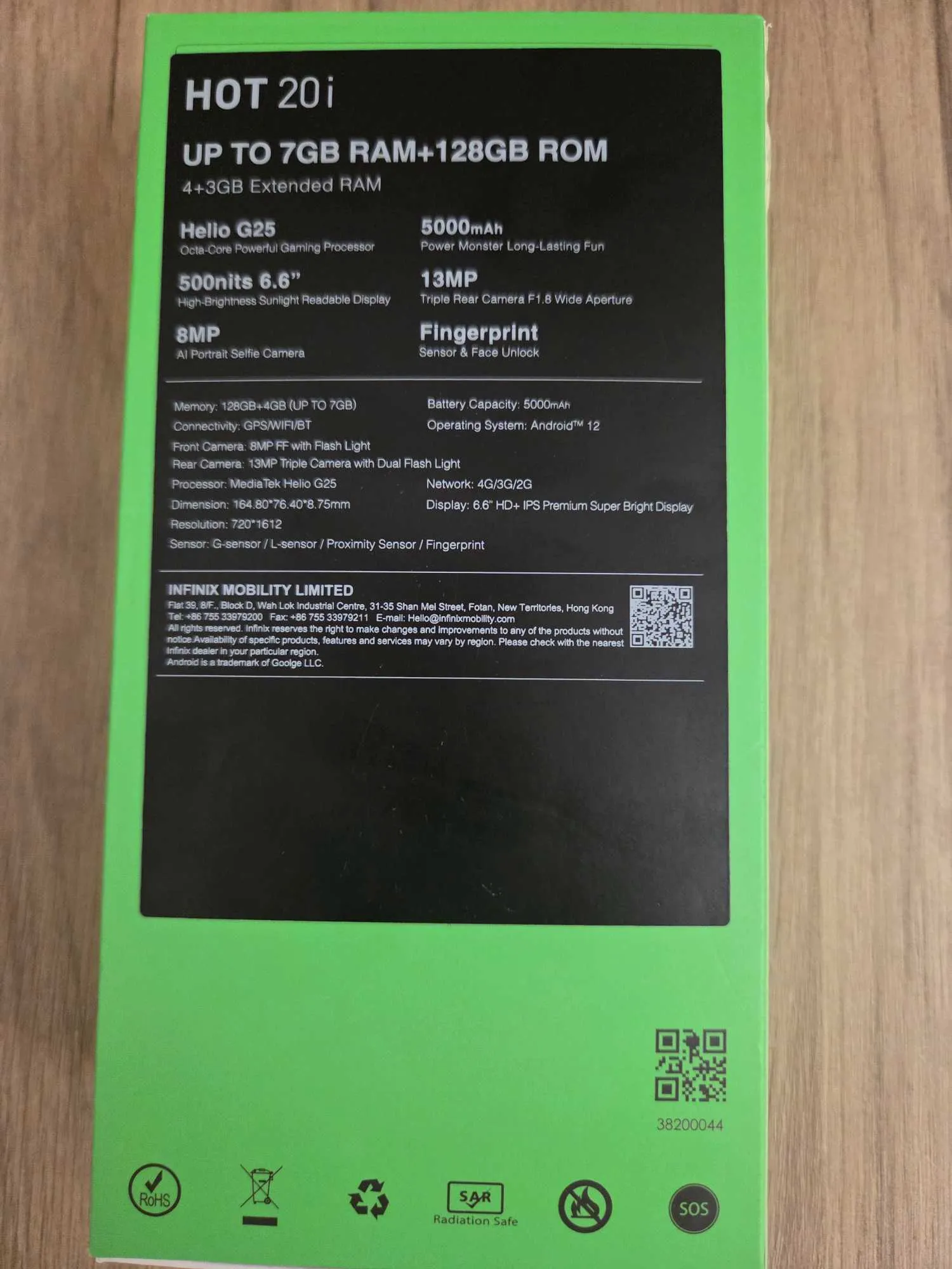 SMARTPHONE INFINIX HOT20 7GO 128GO - BLANC