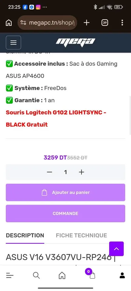 Pc portable gamer asus v16 a vendre zone ariana  