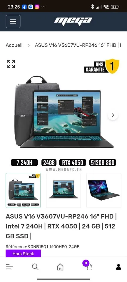 Pc portable gamer asus v16 a vendre zone ariana  