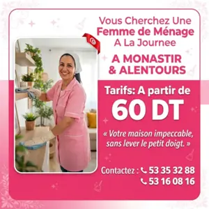 femme de menage par jour a monastir