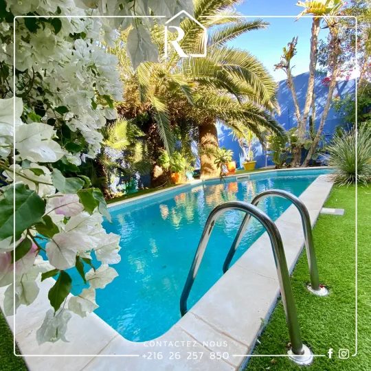 #LOcation Estivale #Hammamet Nord A pieds a la #Plage Villa avec #piscine de type S+4