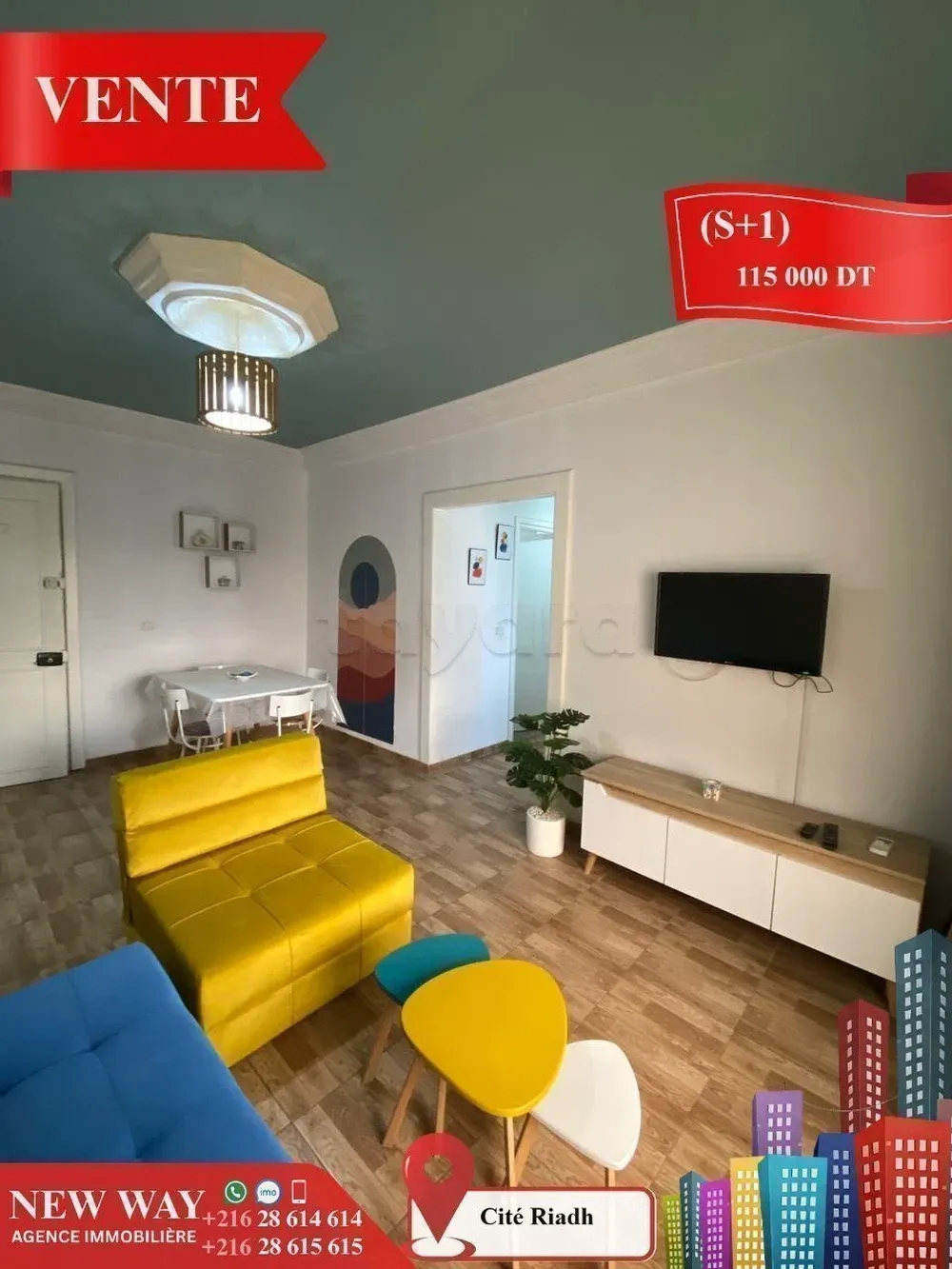 (S+1) à Cité Riadh 5 avec Meubles