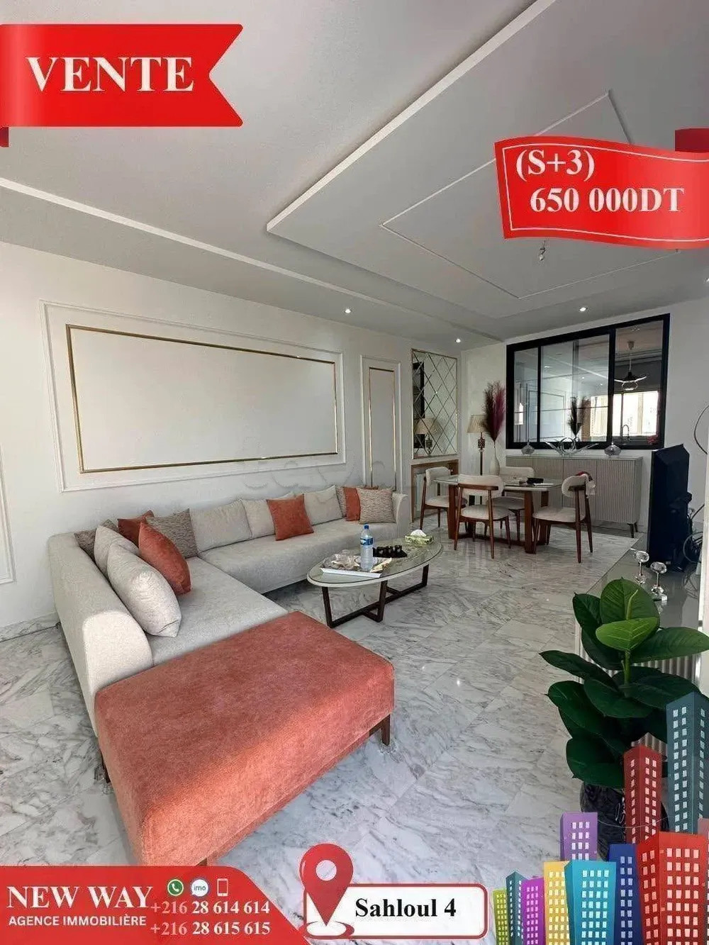 Appartement (s+3) à Sahloul 4 avec place de parking .