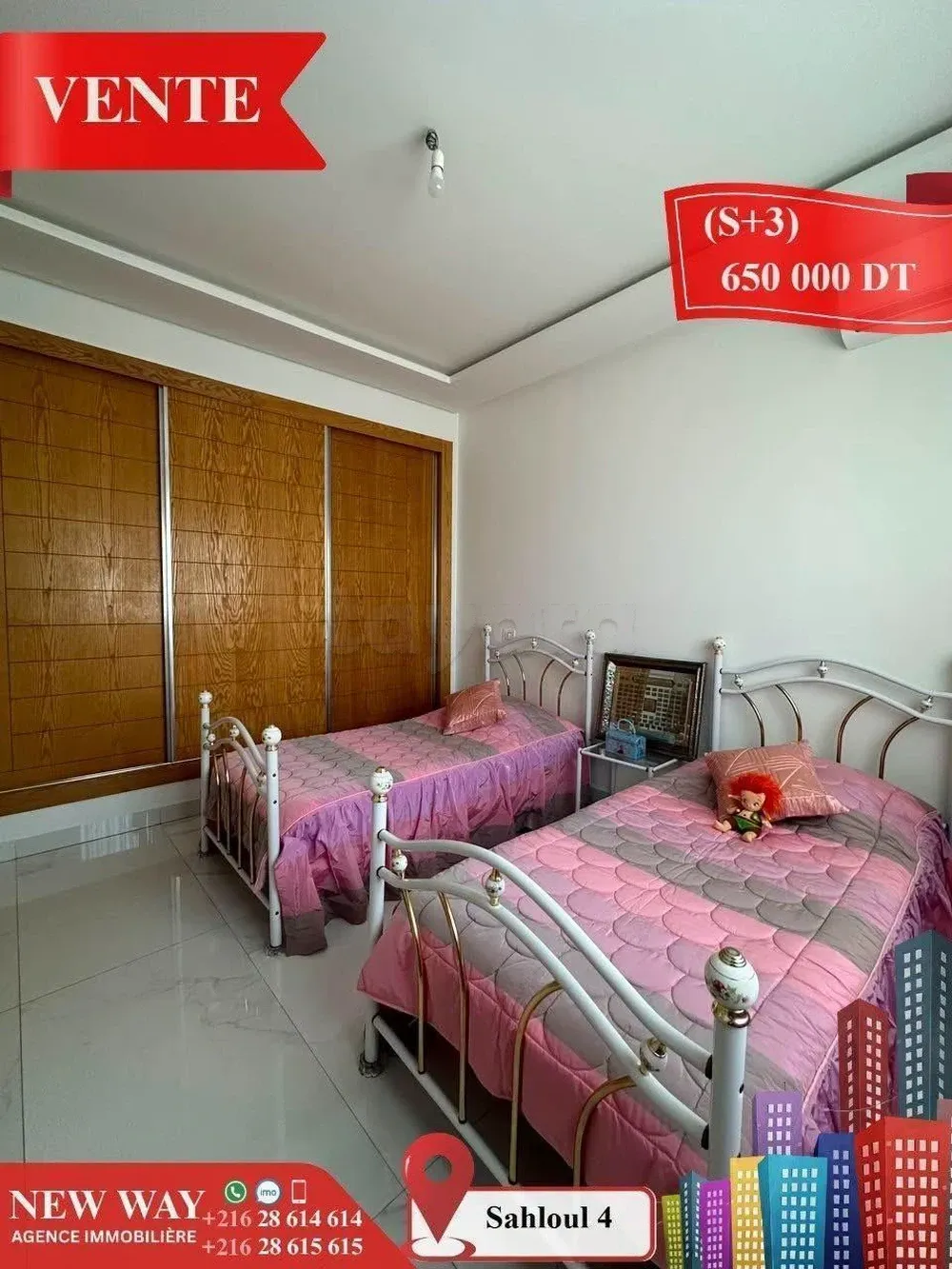 Appartement (s+3) à Sahloul 4 avec place de parking .