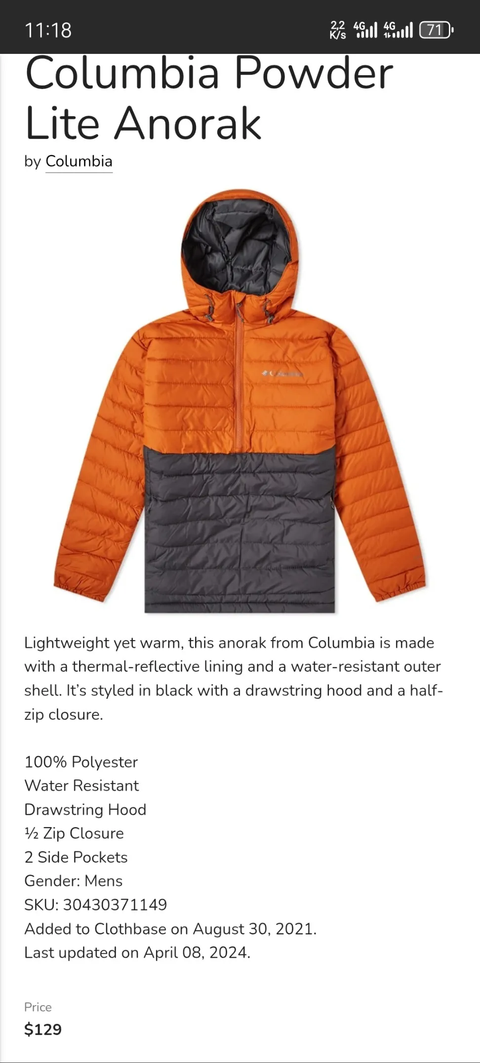 Doudoune Columbia neuf