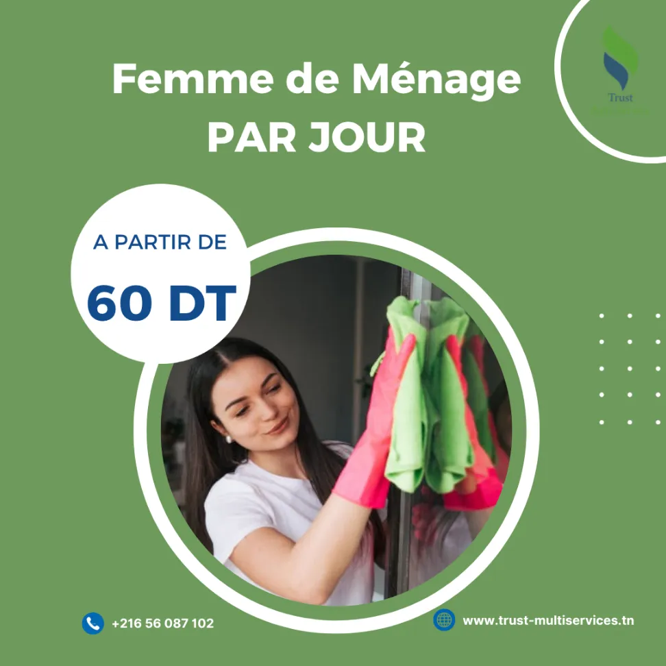 FEMME DE MENAGE POUR SIMPLE MENAGE  A CITE EL GHAZELA