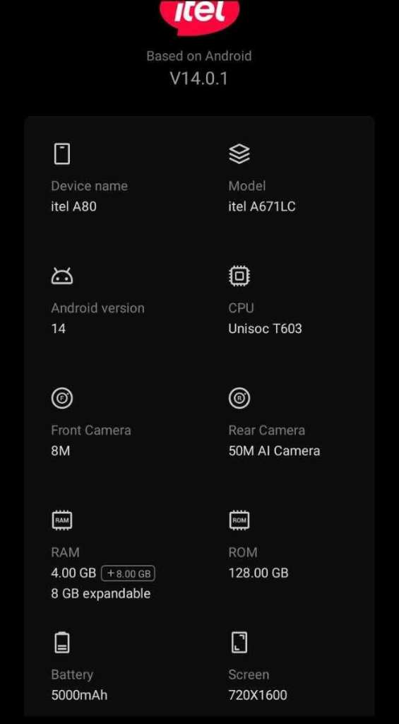 Itel A80