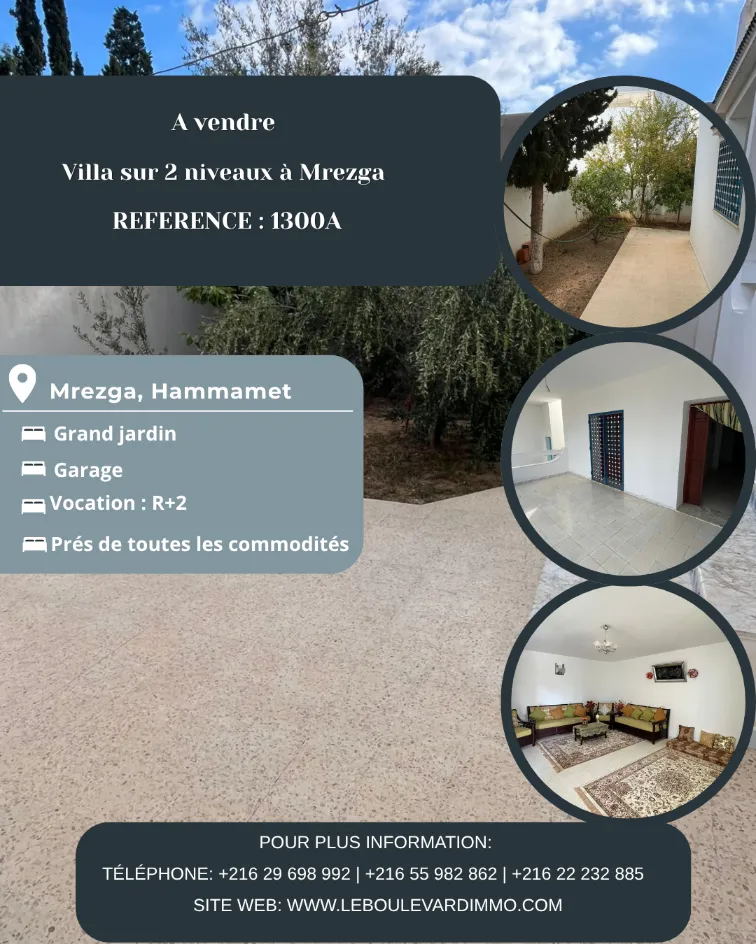 A vendre villa sur deux niveau à Mrezga , Hammamet