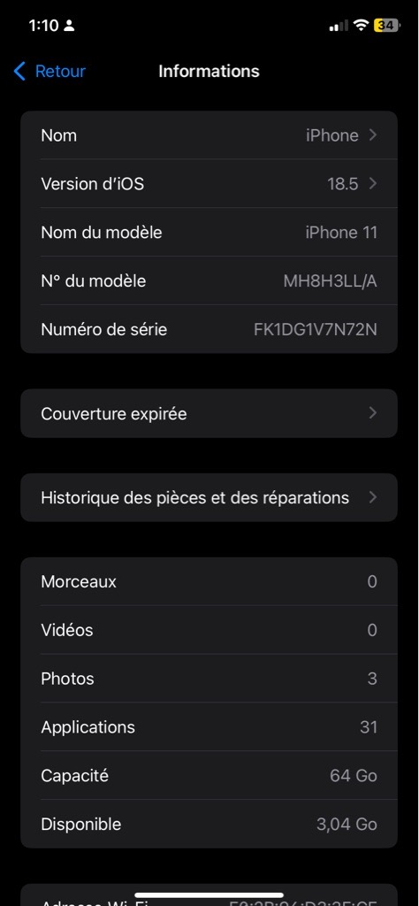 Iphone 11 64Go