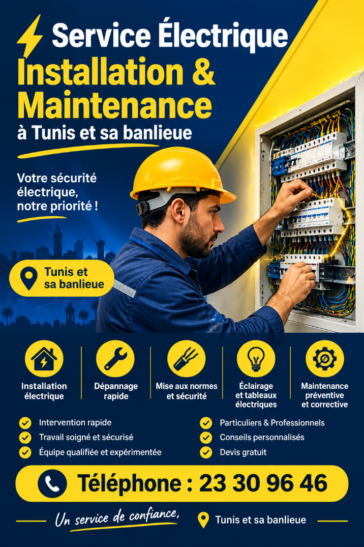 SERVICE ÉLECTRIQUE À TUNIS & SA BANLIEUE
