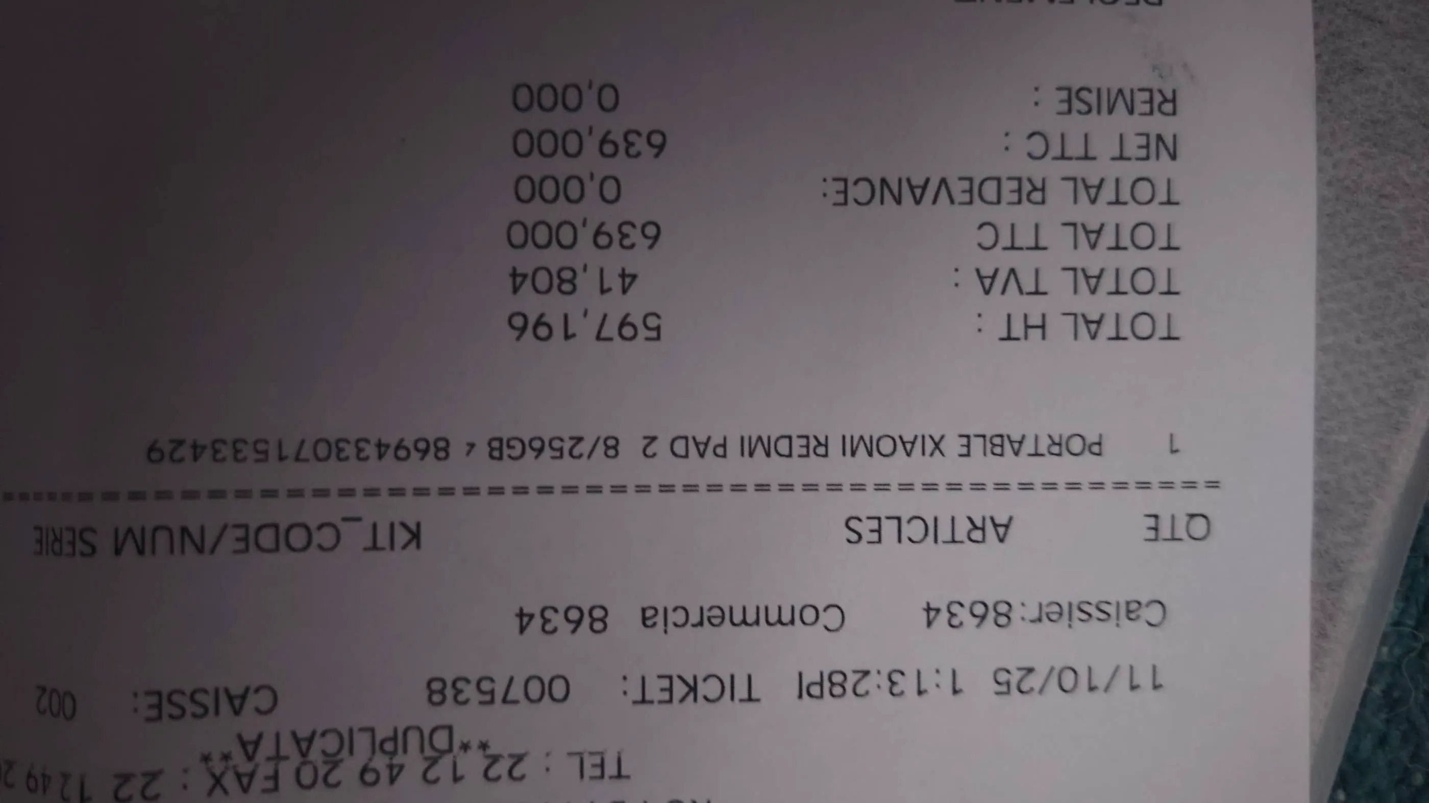 Redmi pad 2 cacheté 