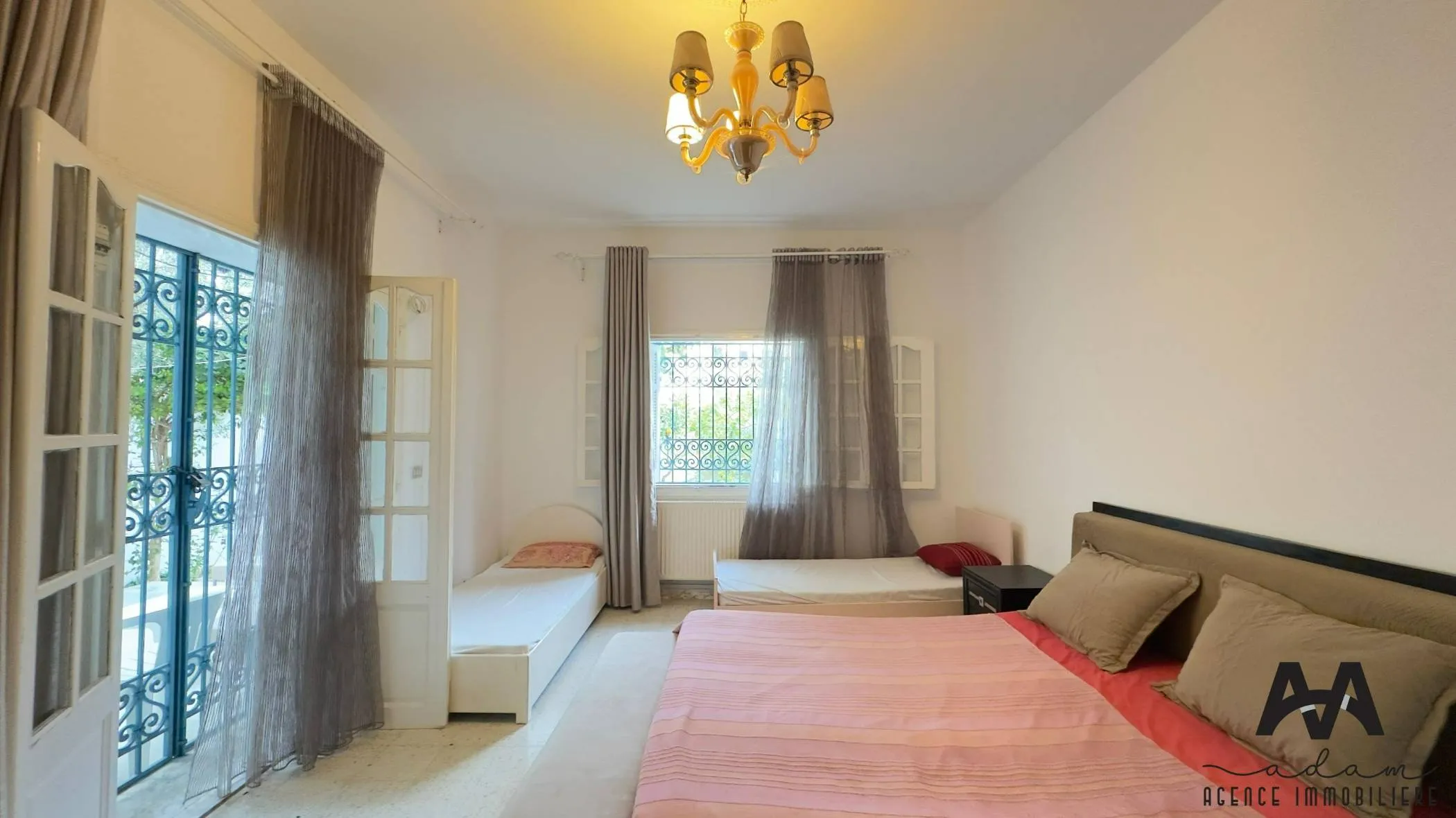 Rez-de-chaussée de villa S+2 meublé à Lido, Nabeul