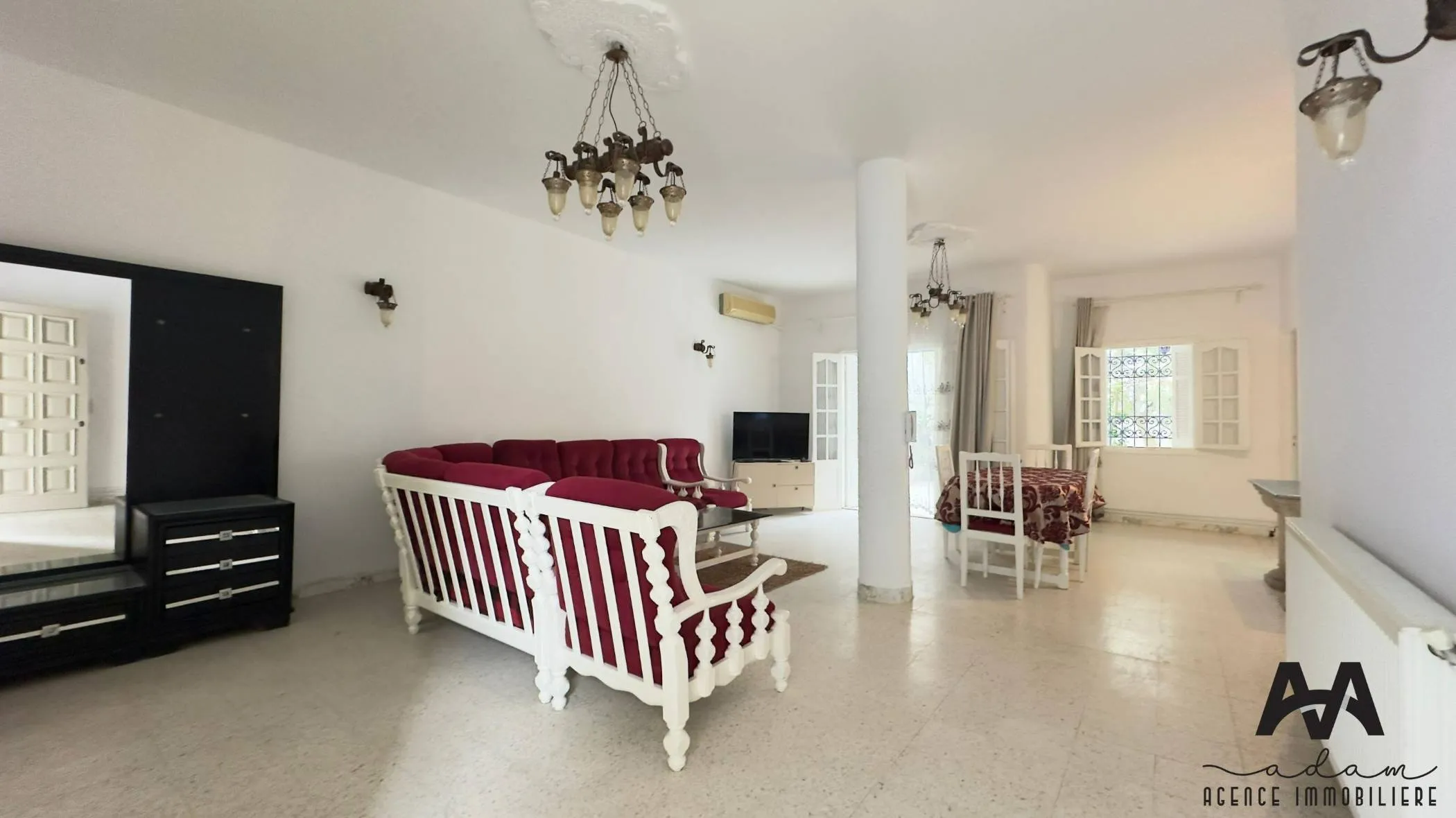 Rez-de-chaussée de villa S+2 meublé à Lido, Nabeul