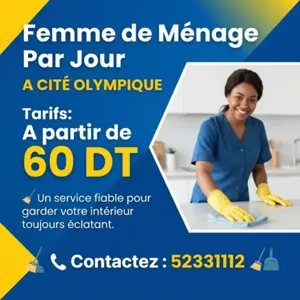 FEMME DE MENAGE PAR JOUR A CITE OLYMPIQUE