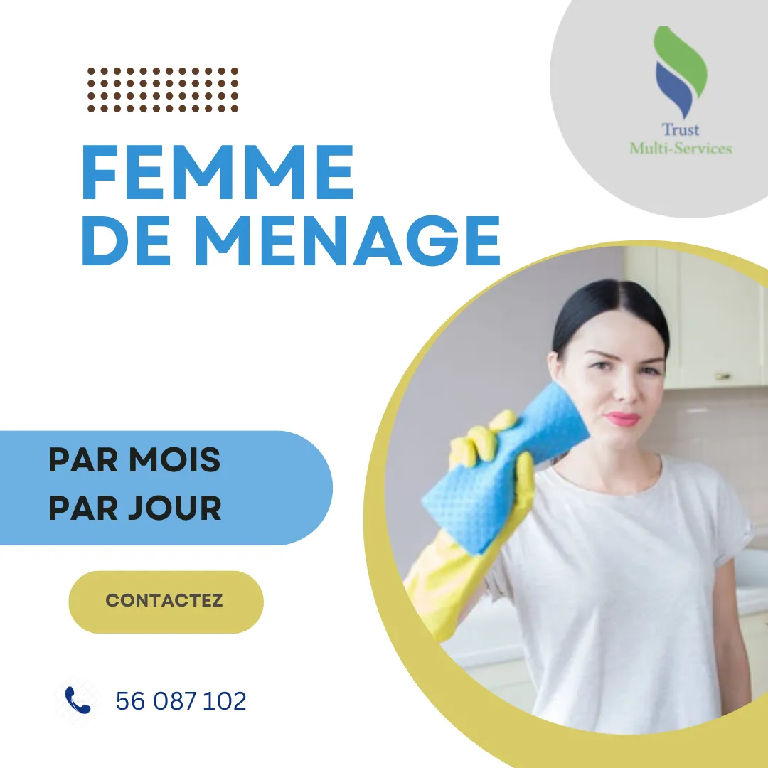 Vous cherchez une femme de ménage par Mois? 