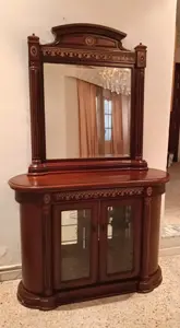 Deux magnifiques consoles d'entrée en bois massif avec miroirs – Pièces uniques, très bon état
