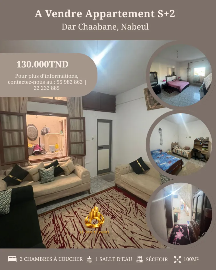 A vendre Appartement S+2 à Dar chaaben , Nabeul 