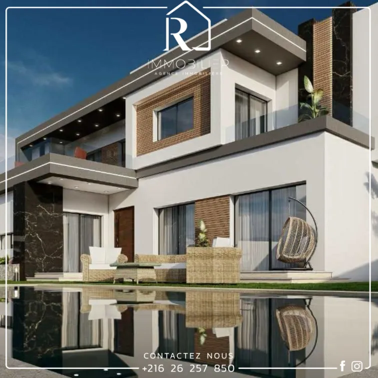 Vente Villa Piscine #Hammamet SUD Vue mer Villa avec #piscine de type S+3