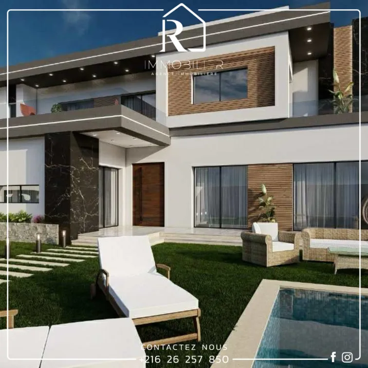 Vente Villa Piscine #Hammamet SUD Vue mer Villa avec #piscine de type S+3