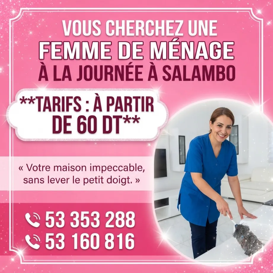 femme de menage par jour a salambo