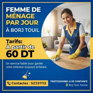 FEMME DE MENAGE PAR JOUR A BORJ TOUIL