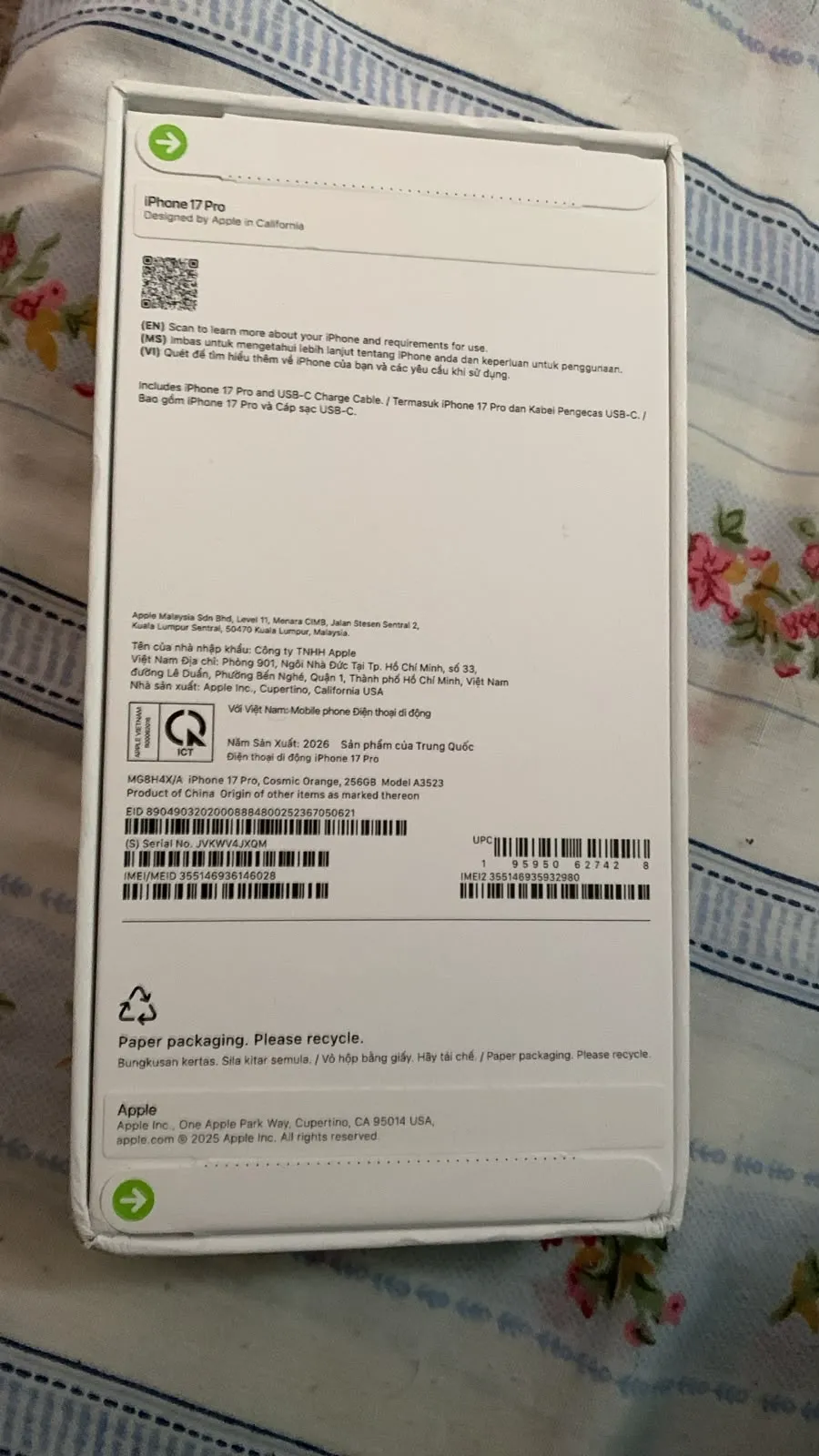 iPhone 17 Pro 256Go Orange cosmique