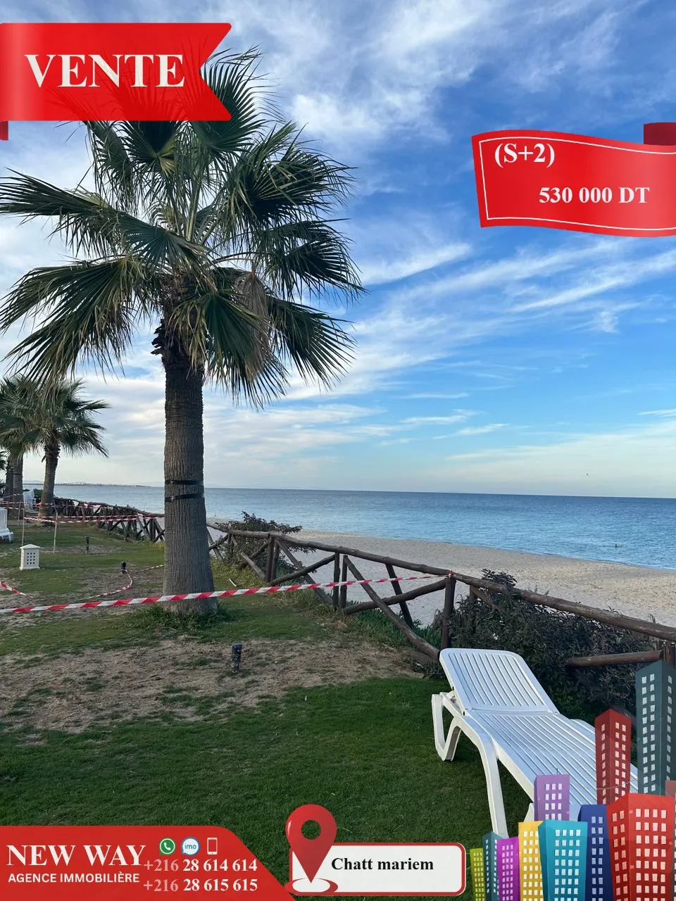 (S+2) à Chatt Mariem Pied dans l'eau