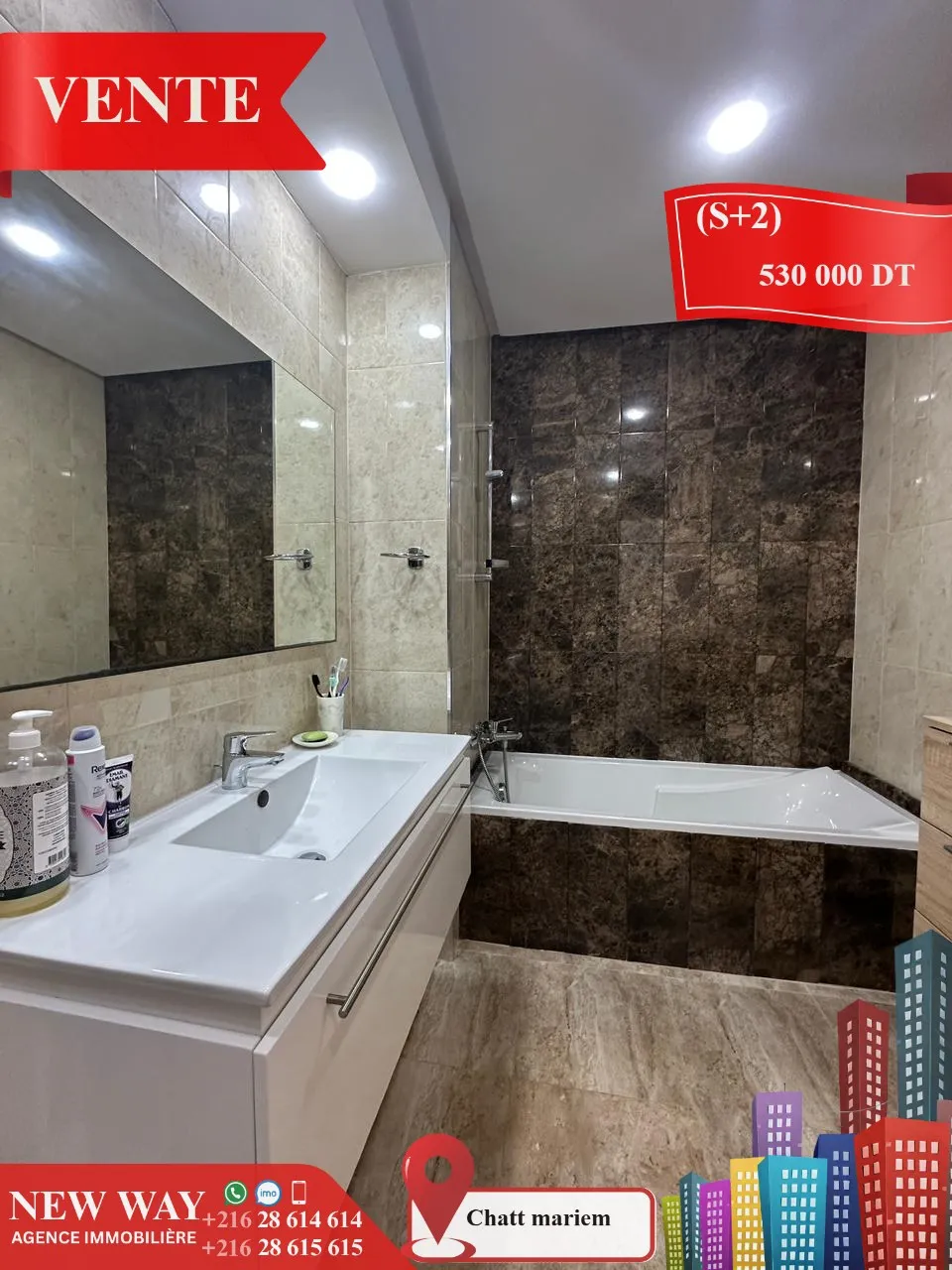 (S+2) à Chatt Mariem Pied dans l'eau