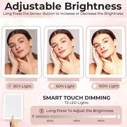 Miroir de maquillage de voyage rechargeable
