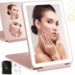 Miroir de maquillage de voyage rechargeable