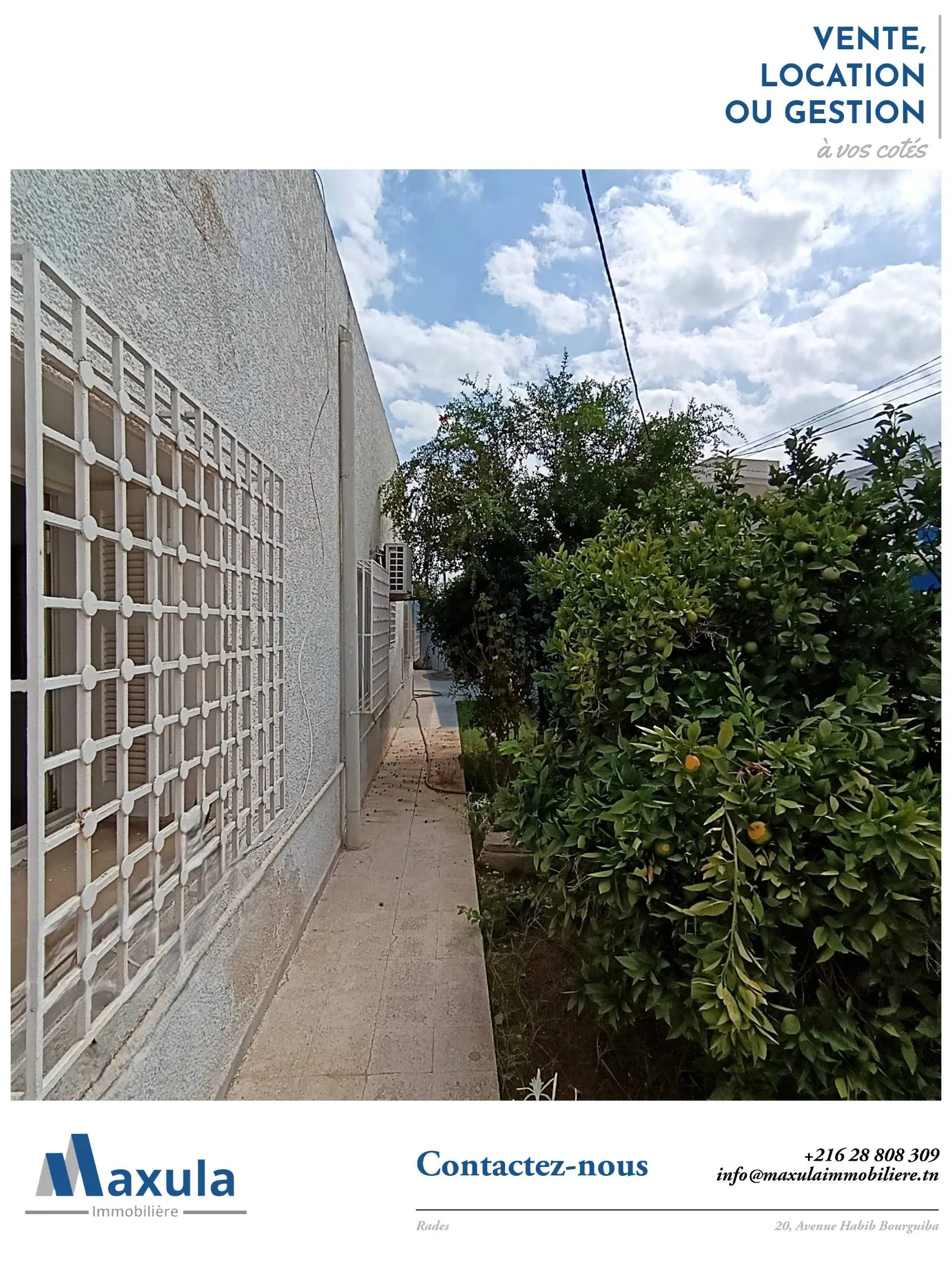 À VENDRE MAISON S+2 DE PLAIN PIEDS À RADES VILLE