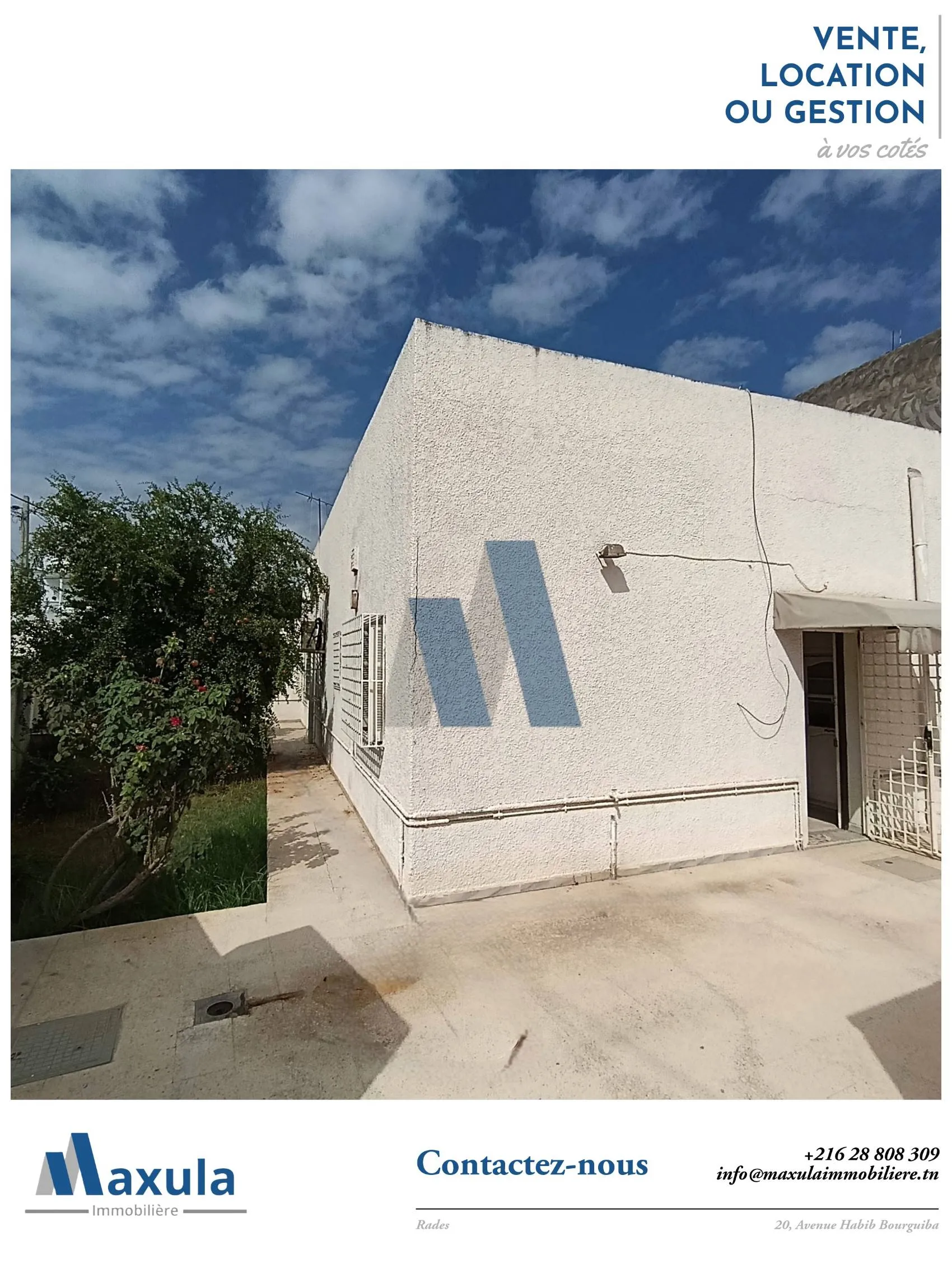 À VENDRE MAISON S+2 DE PLAIN PIEDS À RADES VILLE